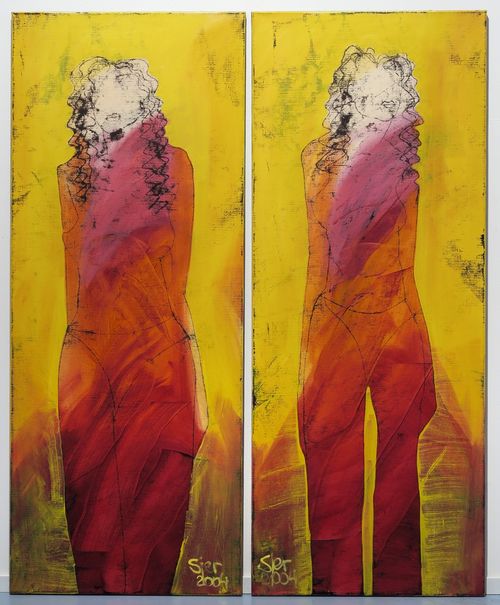 2 vrouwen (2-luik geel/rood)