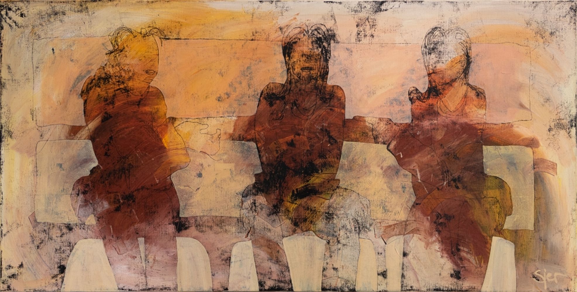 3 zittende figuren