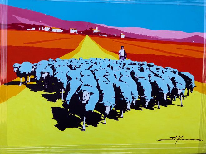 Sheep on countryroad