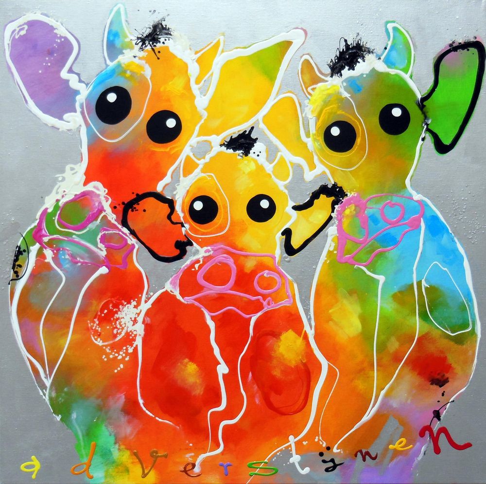 Drie opgewekte koeien