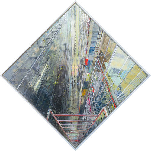 Perspectief van glazenwasser