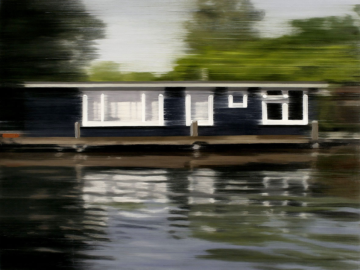 Blue houseboat