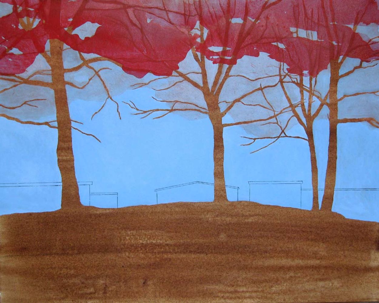 Behind the trees