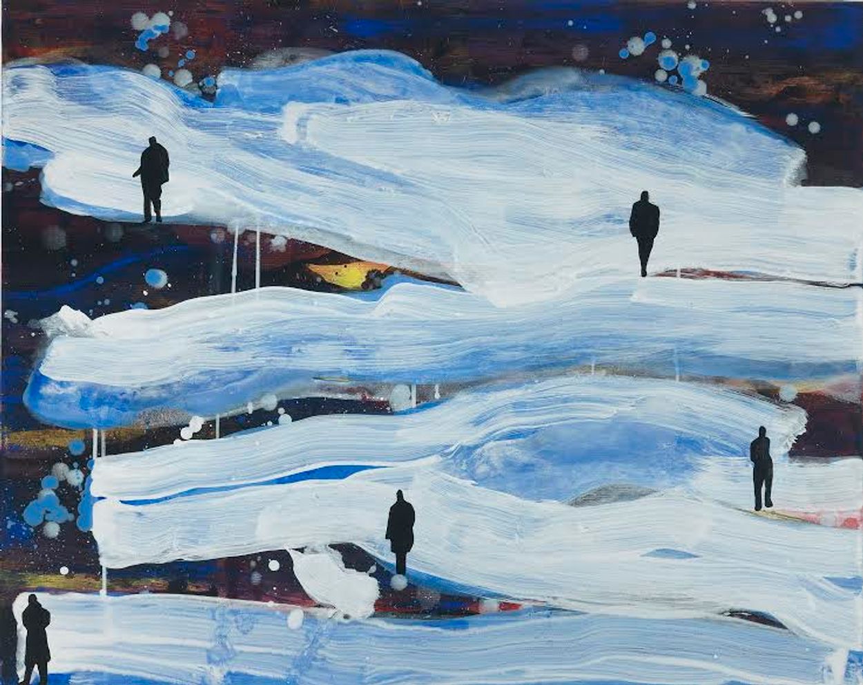 5 mannen in landschap