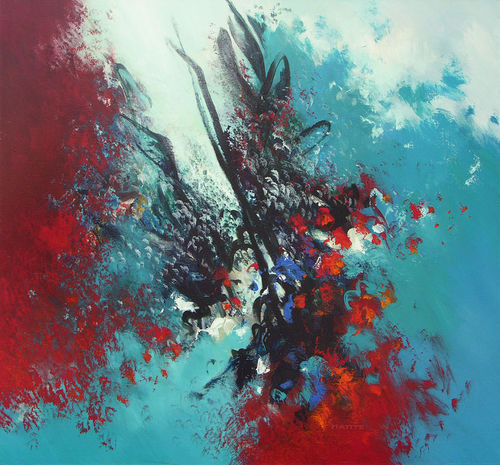 Blauwe gloed v.e. ver oppervl.